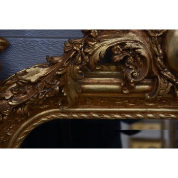 Złote Lustro - Medalion - Amory Anioły - 160 x 88 cm + Gruba Złota Rama