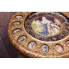 Francuski Stół Empire Drewno + Brąz + Porcelanowe Malunki Arystokracji Koło