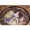 Francuski Stół Empire Drewno + Brąz + Porcelanowe Malunki Arystokracji Koło