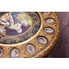 Francuski Stół Empire Drewno + Brąz + Porcelanowe Malunki Arystokracji Koło