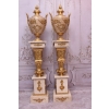 Postumenty Marmurowe - Kolumny z Amforami - Pilary Wazy - Marmur + Mosiądz
