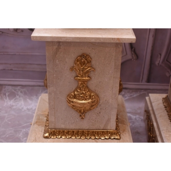 Postumenty Marmurowe - Kolumny z Amforami - Pilary Wazy - Marmur + Mosiądz