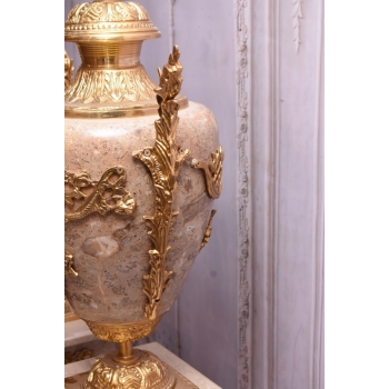 Postumenty Marmurowe - Kolumny z Amforami - Pilary Wazy - Marmur + Mosiądz