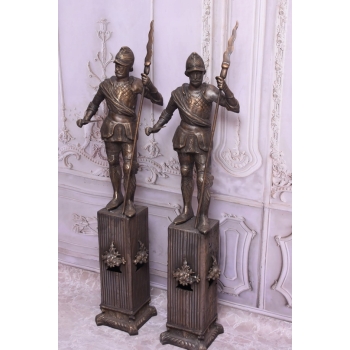 Dwie Figury z Brązu Strażnicy przed Dom - Rzymski Wojownik Dwa Posągi 140cm
