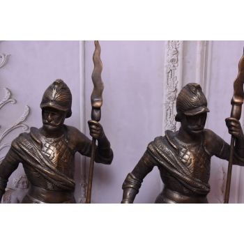 Dwie Figury z Brązu Strażnicy przed Dom - Rzymski Wojownik Dwa Posągi 140cm