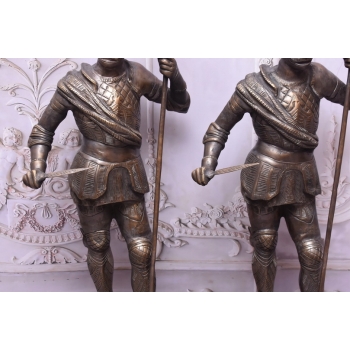 Dwie Figury z Brązu Strażnicy przed Dom - Rzymski Wojownik Dwa Posągi 140cm