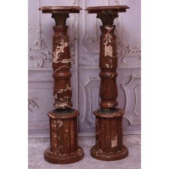 Piękne Kolumny Postumenty Granitowe Bordowe - Masywne - 105cm 2szt