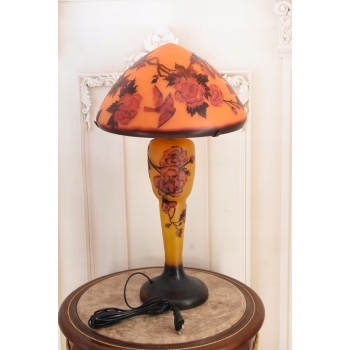 Lampa Stołowa - Gabinetowa Biurowa - Szkło Emile Galle - Lampka - Sygn