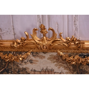 Wielki Obraz Tkanina - GOBELIN - FRANCUSKI PEJZAŻ - RAMA Z DREWNA 102X138CM