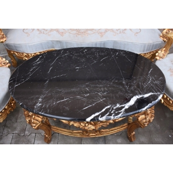 Barokowy Komplet Wypoczynkowy Wypoczynek w Kwiaty - Sofa + 4 Fotele + Stół