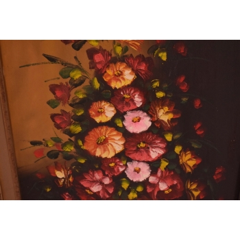 Obraz na Płótnie - Kolorowe Kwiaty w Wazonie - Złota Rama 106 x 83cm