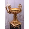 2 Amfory Puchary Wazy Na Postumentach Marmurowych + Brąz Złocony - Komplet