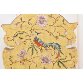 Zegar Kominkowy Stojący Porcelana + Brąz Skrzydlate Lwy - Sygnowany