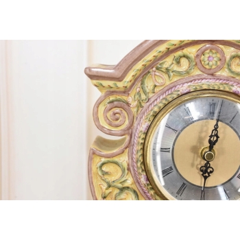 Zegar Kominkowy Stojący Porcelana + Brąz Skrzydlate Lwy - Sygnowany