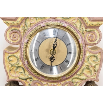 Zegar Kominkowy Stojący Porcelana + Brąz Skrzydlate Lwy - Sygnowany