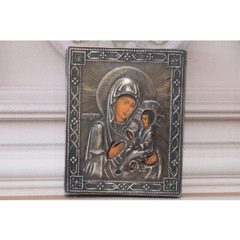 Srebrna Ikona Podróżna Prawosławna Rosja