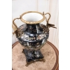 Porcelanowy Czarny Wazon z Ważkami w Kwiaty - Sygnowany Okuty Brązem