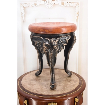 Żeliwny Stolik z Drewnianym Blatem - Stół Kwietnik - Słoń Słonie