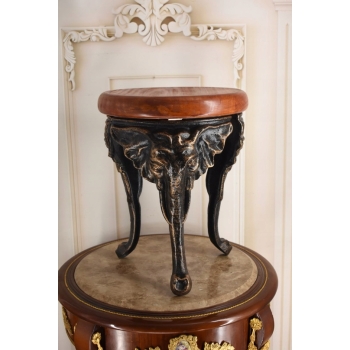 Żeliwny Stolik z Drewnianym Blatem - Stół Kwietnik - Słoń Słonie