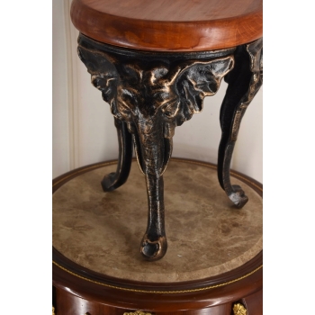 Żeliwny Stolik z Drewnianym Blatem - Stół Kwietnik - Słoń Słonie