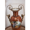 Porcelanowy Czerwony Wazon Waza - Aniołki Amory - Porcelana + Brąz