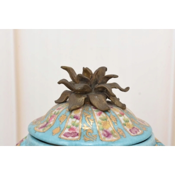 Porcelanowa Szkatuła Bomboniera – Okuta Brązem – Złocona Sygnowana