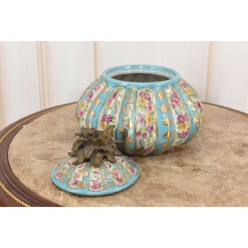 Porcelanowa Szkatuła Bomboniera – Okuta Brązem – Złocona Sygnowana