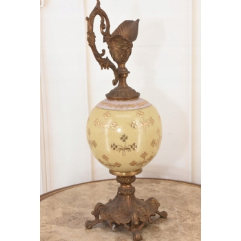 Żółta Porcelanowa Karafka - Porcelana + Brąz - Prezent - Kwiaty - Dekoracja