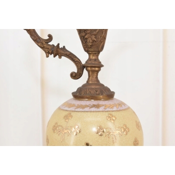 Żółta Porcelanowa Karafka - Porcelana + Brąz - Prezent - Kwiaty - Dekoracja