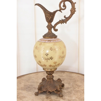 Żółta Porcelanowa Karafka - Porcelana + Brąz - Prezent - Kwiaty - Dekoracja