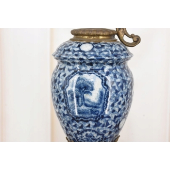 Niebieska Porcelanowa Karafka - Porcelana + Brąz - Prezent - Kwiaty