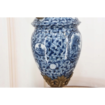 Niebieska Porcelanowa Karafka - Porcelana + Brąz - Prezent - Kwiaty