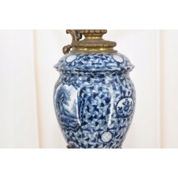 Niebieska Porcelanowa Karafka - Porcelana + Brąz - Prezent - Kwiaty