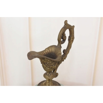 Zielona Porcelanowa Karafka - Porcelana + Brąz - Prezent - Kwiaty