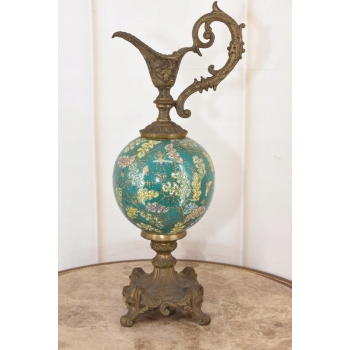 Zielona Porcelanowa Karafka - Porcelana + Brąz - Prezent - Kwiaty