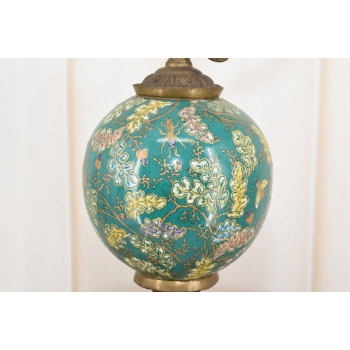 Zielona Porcelanowa Karafka - Porcelana + Brąz - Prezent - Kwiaty