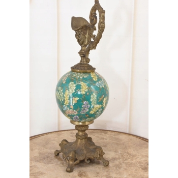 Zielona Porcelanowa Karafka - Porcelana + Brąz - Prezent - Kwiaty