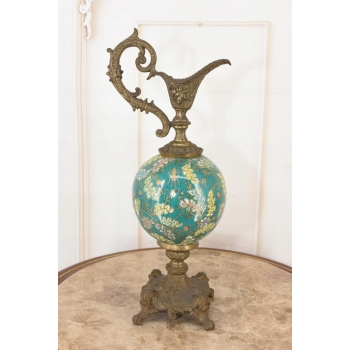 Zielona Porcelanowa Karafka - Porcelana + Brąz - Prezent - Kwiaty