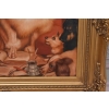 Śmieszne Psy Pies - Pies Nauczyciel - Złota Rama - Obraz Olejny 83x73