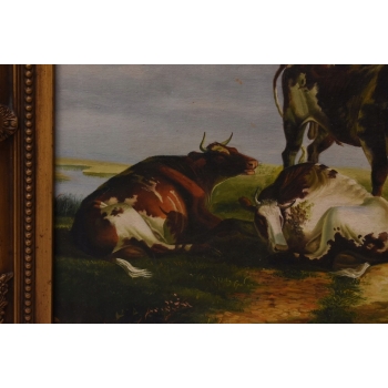 Krowy na PAstwisku - Krowa - Złota Rama - Obraz Olejny 71x61