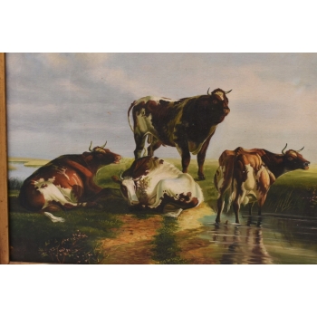 Krowy na PAstwisku - Krowa - Złota Rama - Obraz Olejny 71x61