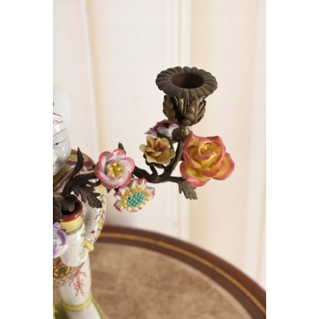 Świecznik z Brązu Postaciowy + Porcelana - Chińczyk - Mocna Rzeźba