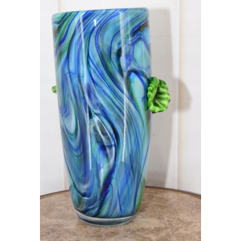 Szkło Murano Style - Niebieski Wazon Kwiaty 3d