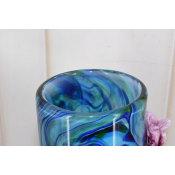 Szkło Murano Style - Niebieski Wazon Kwiaty 3d