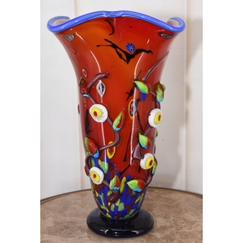 Szkło Murano Style - Czerwony Wazon Kwiaty 3d