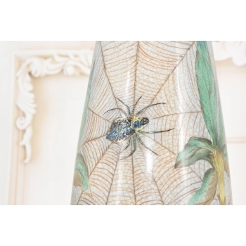 Porcelanowy Zielony Wazon - Pająk - Porcelana + Brąz