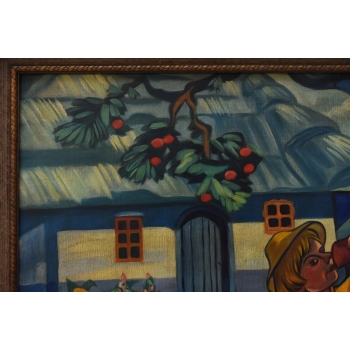 Z. Stryjeńska - Zakochani Górale - Duży Stary Obraz Olejny