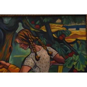 Z. Stryjeńska - Zakochani Górale - Duży Stary Obraz Olejny