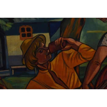 Z. Stryjeńska - Zakochani Górale - Duży Stary Obraz Olejny