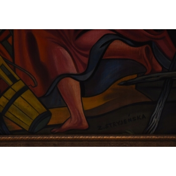 Z. Stryjeńska - Zakochani Górale - Duży Stary Obraz Olejny